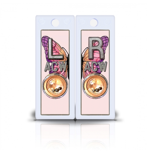 2 1/2" Height Non Sticky Positioning Xray Markers- Pink Butterfly Graphic Pattern